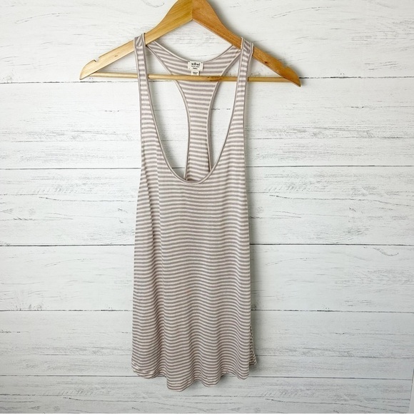 Aritzia Wilfred Striped Racerback Tank Cream Lilac Viscose Linen Relaxed Small - Picture 2 of 9